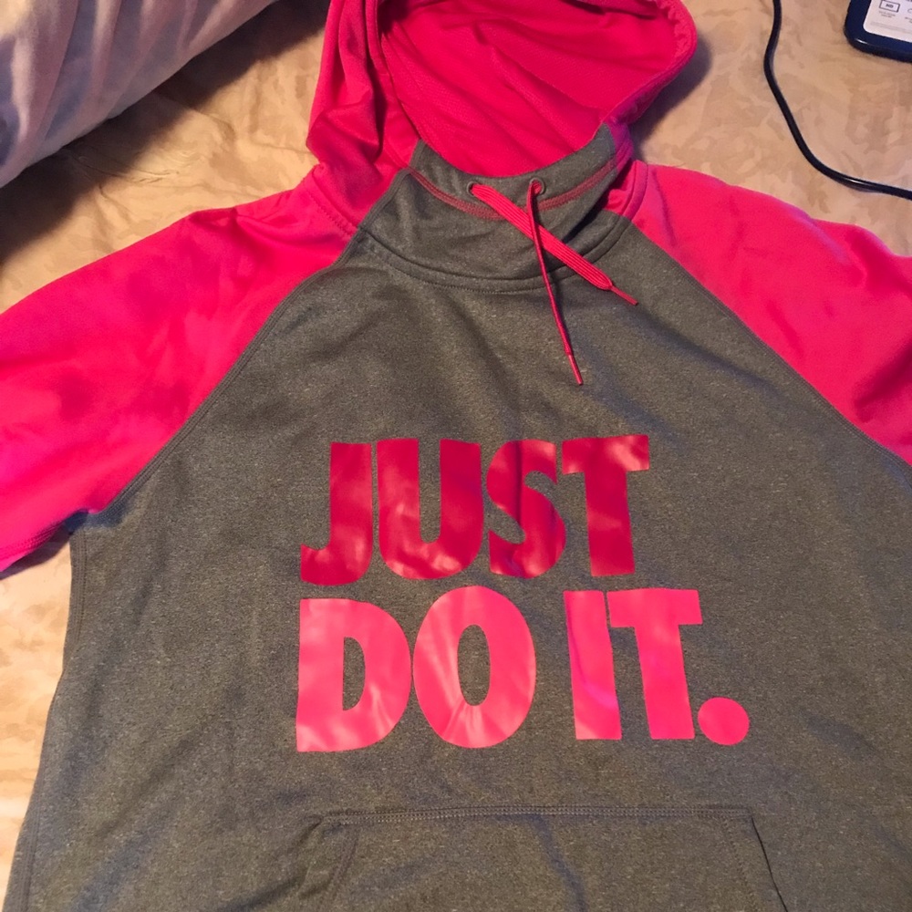Womens Nike Therma-Fit Hoodie Pink & Gray Size Lrg